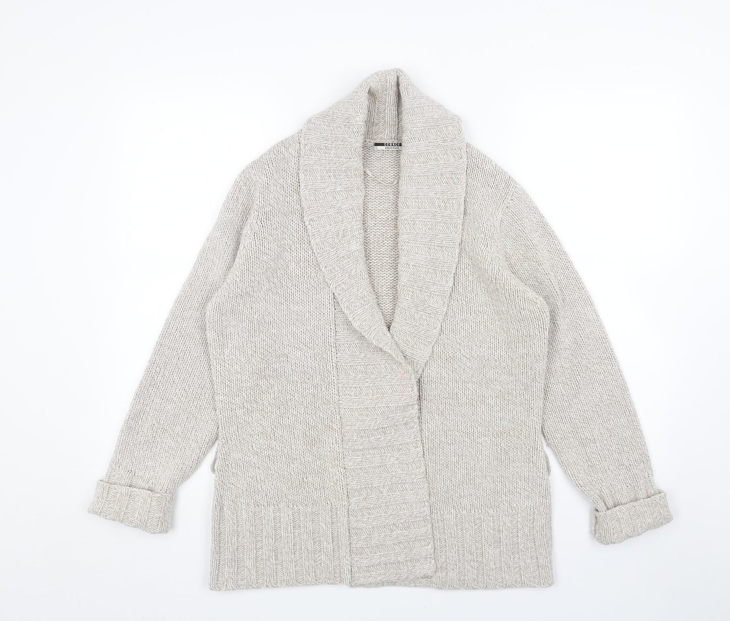 George Womens Beige V-Neck Acrylic Pullover Jumper Size 16