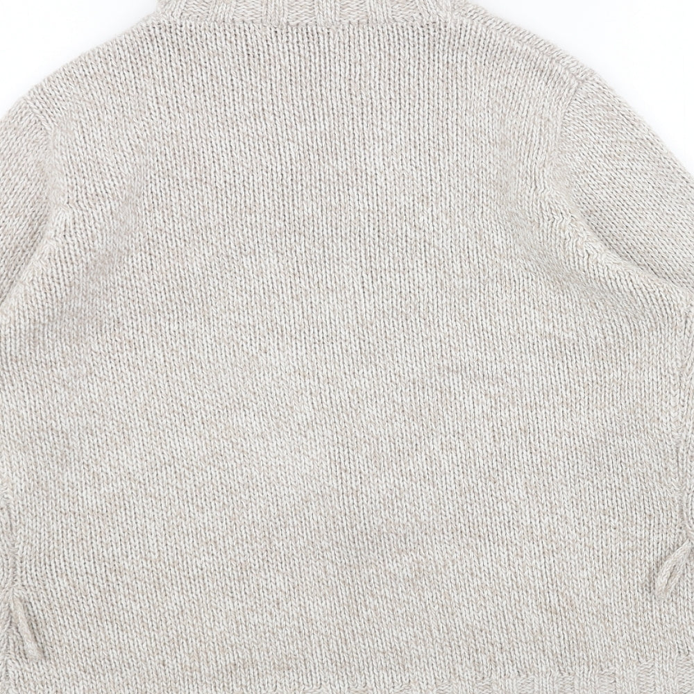George Womens Beige V-Neck Acrylic Pullover Jumper Size 16