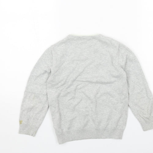 H&M Womens Grey V-Neck Geometric Acrylic Pullover Jumper Size 4XL