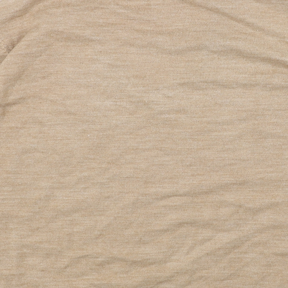 Marks and Spencer Womens Beige V-Neck Acrylic Pullover Jumper Size L