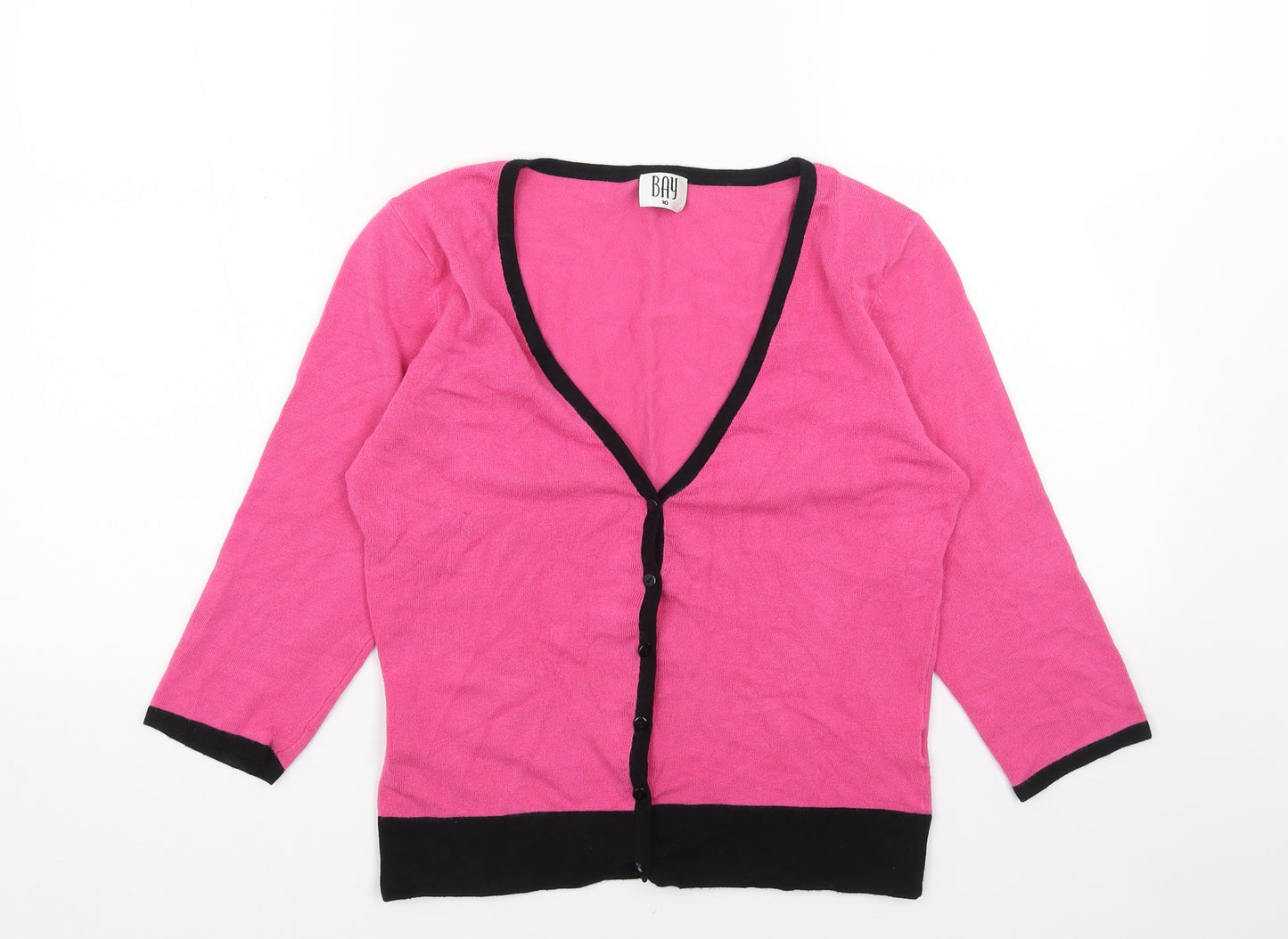Bay Womens Pink V-Neck Viscose Cardigan Jumper Size 10