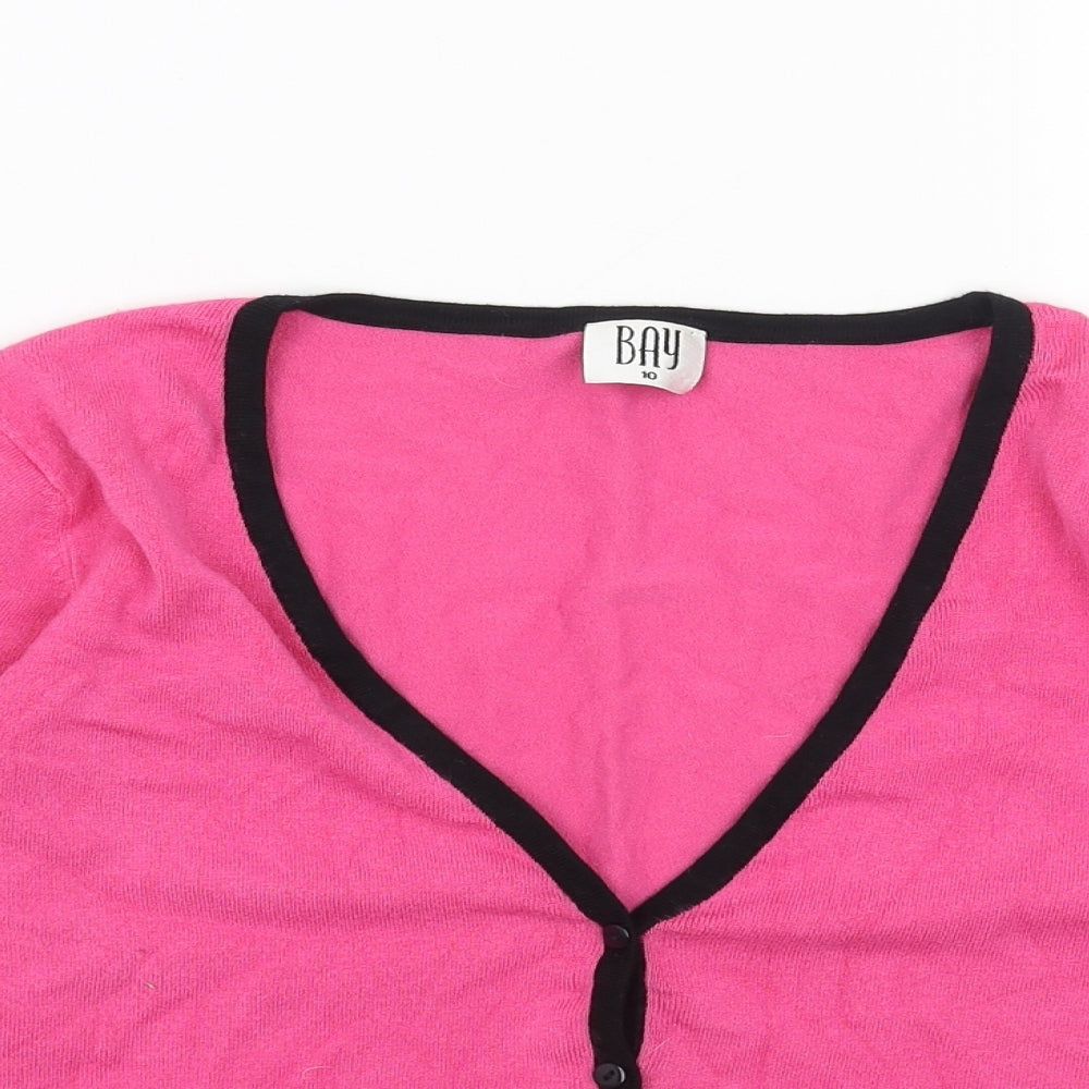 Bay Womens Pink V-Neck Viscose Cardigan Jumper Size 10