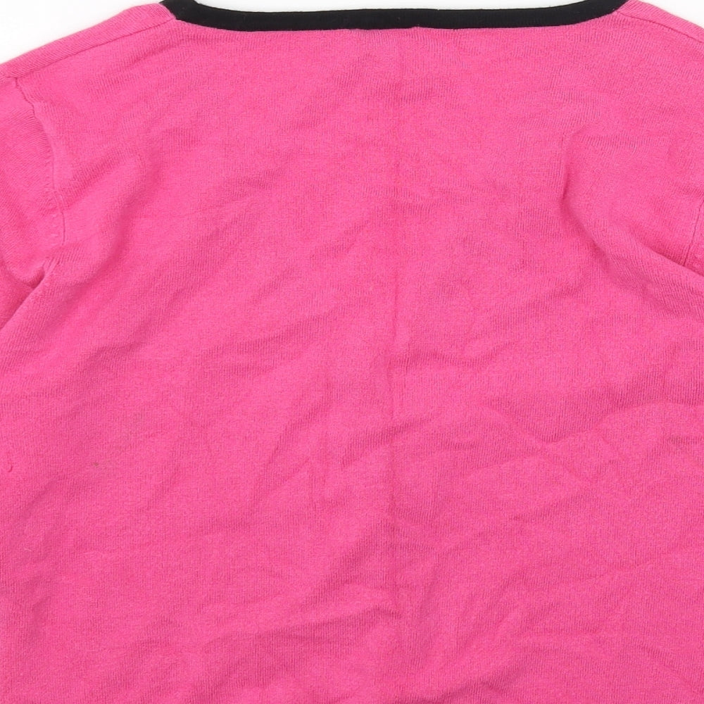 Bay Womens Pink V-Neck Viscose Cardigan Jumper Size 10