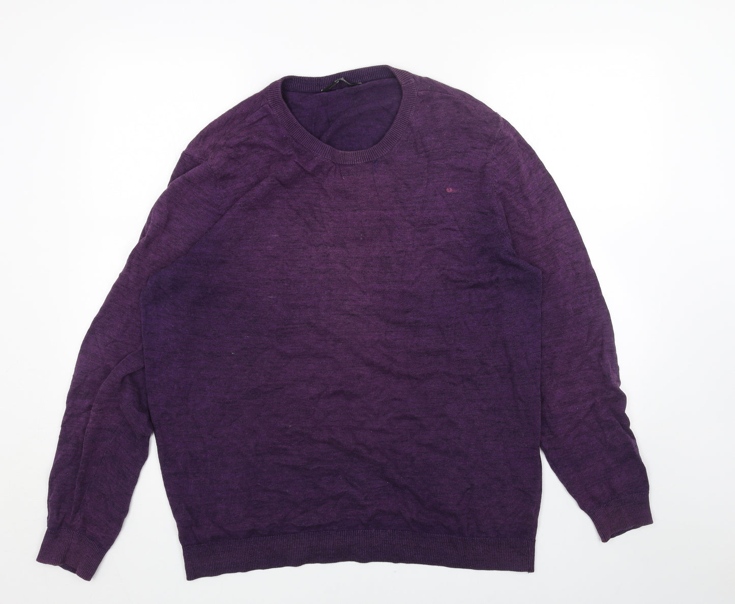 George Mens Purple Round Neck Acrylic Pullover Jumper Size L Long Sleeve