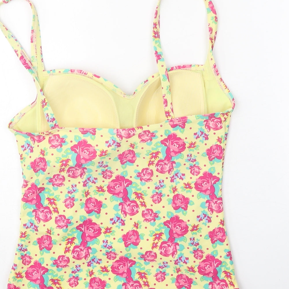 Peacocks Womens Yellow Floral Polyamide Top Size 12