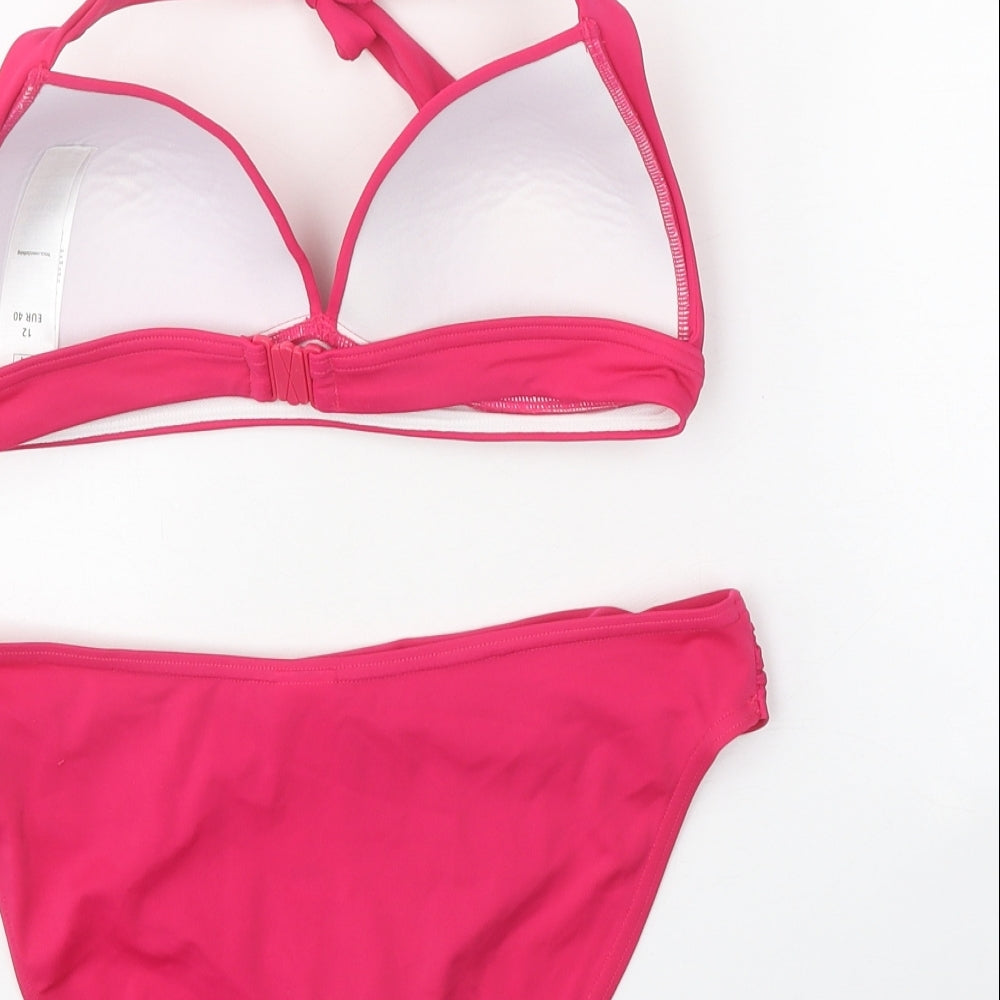 F&F Womens Pink Polyester Bikini Size 12