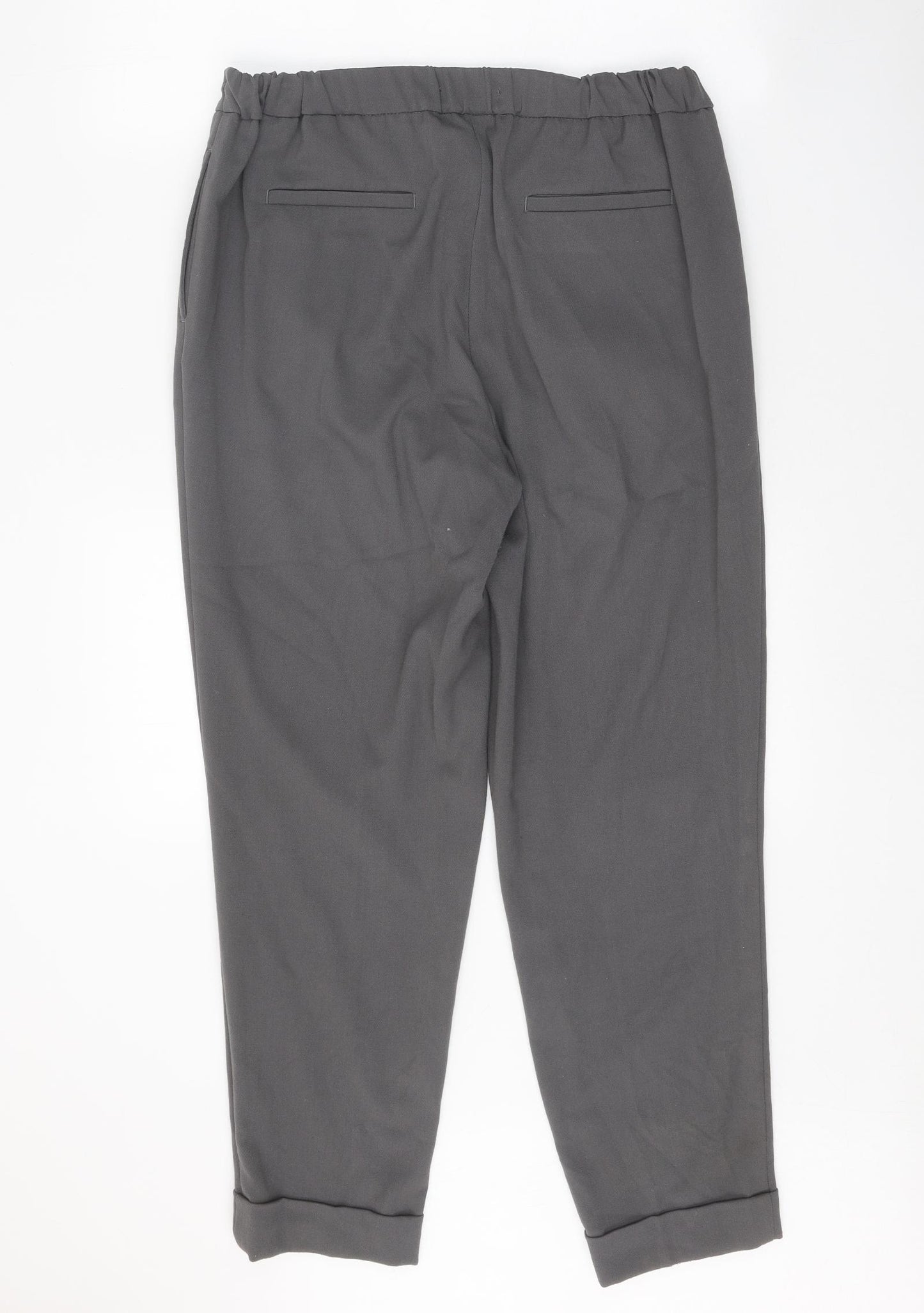 Marks and Spencer Womens Grey Polyester Carrot Trousers Size 12 Regular Tie