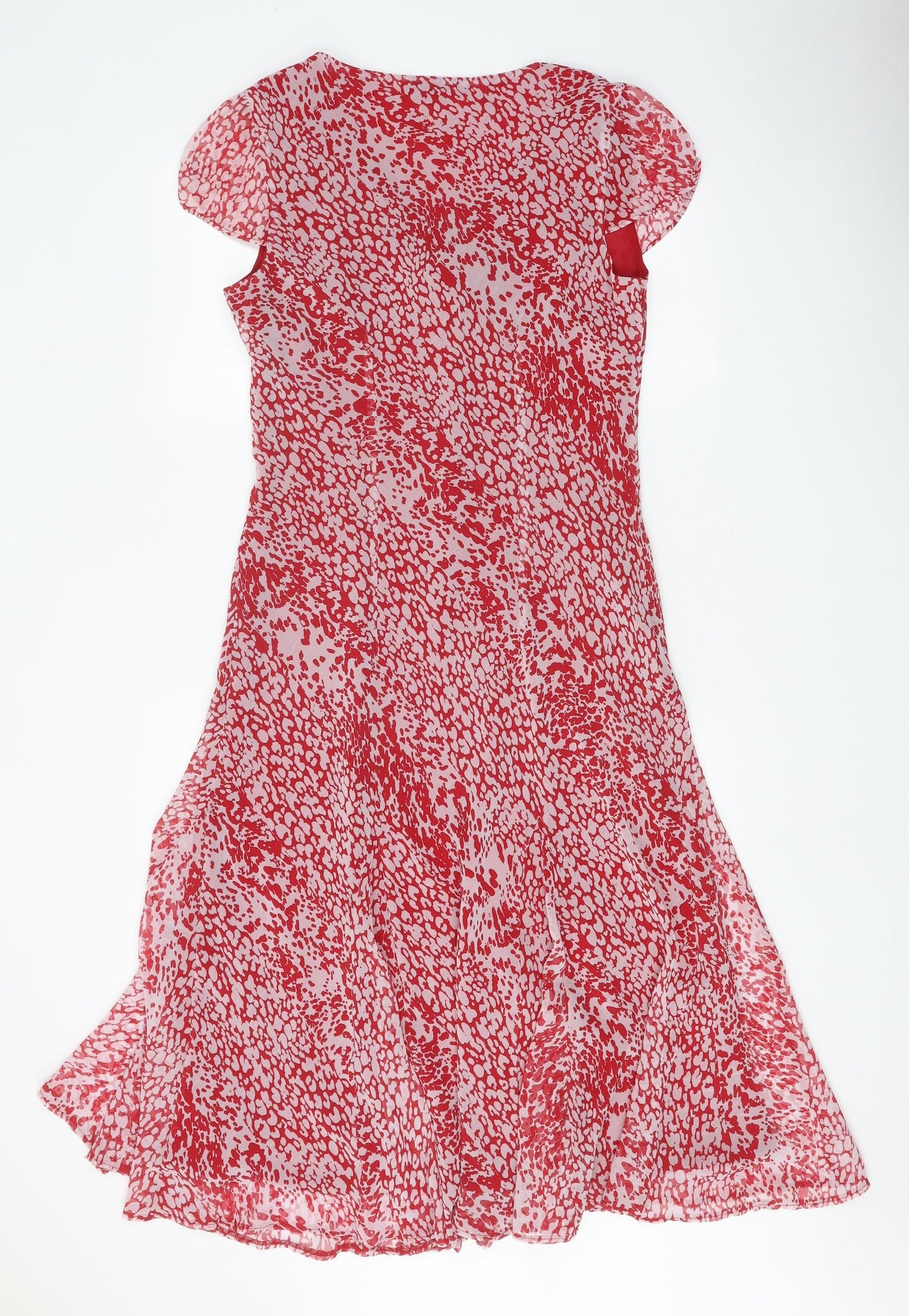 Per Una Womens Red Animal Print Polyester A-Line Size 14 V-Neck Pullover