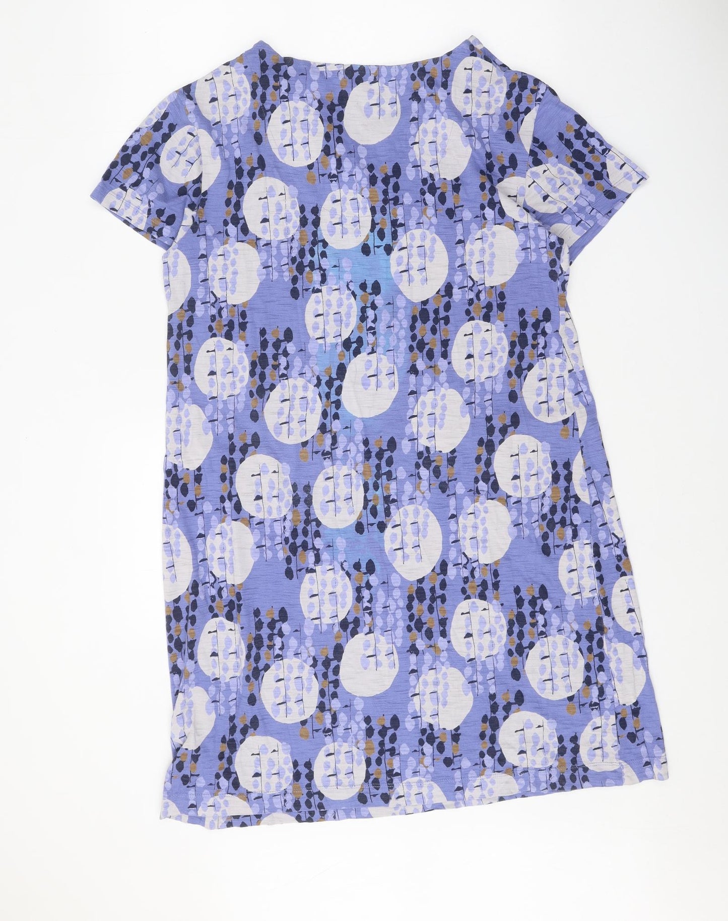 White Stuff Womens Purple Geometric 100% Cotton Shift One Size V-Neck Pullover
