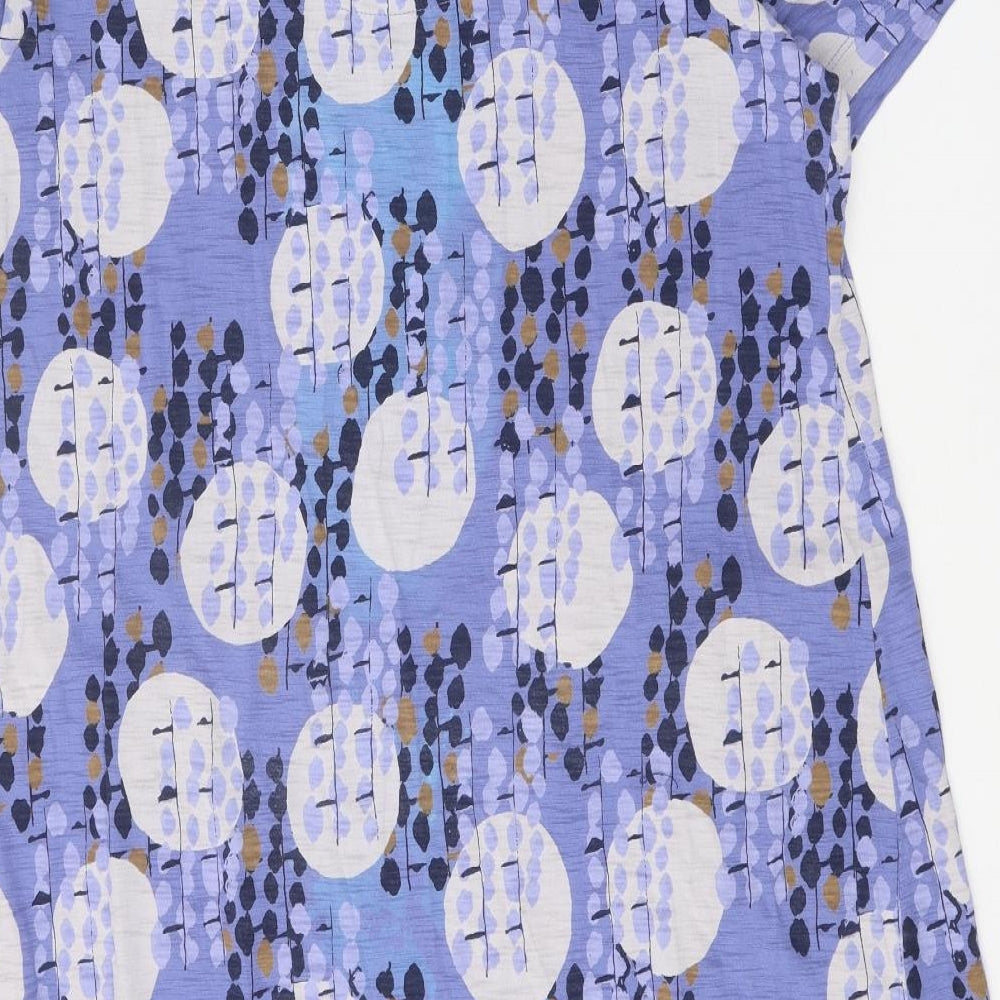 White Stuff Womens Purple Geometric 100% Cotton Shift One Size V-Neck Pullover