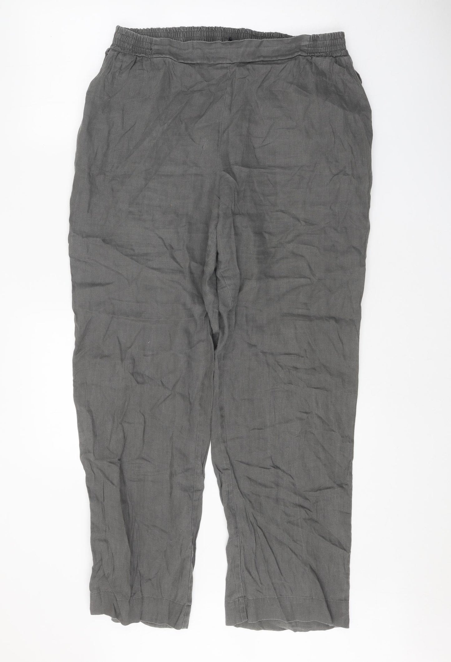 John Lewis Womens Grey Linen Trousers Size 14 Regular