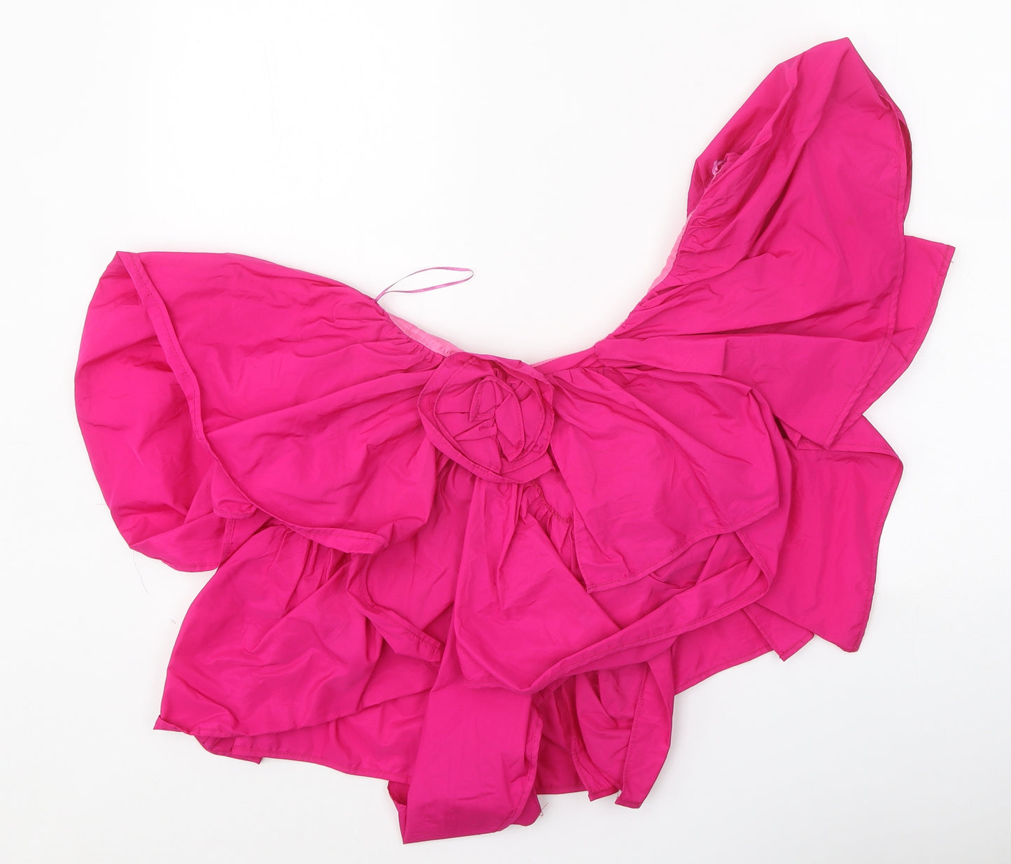 Zara Womens Pink Polyester Cropped Blouse Size L Off the Shoulder