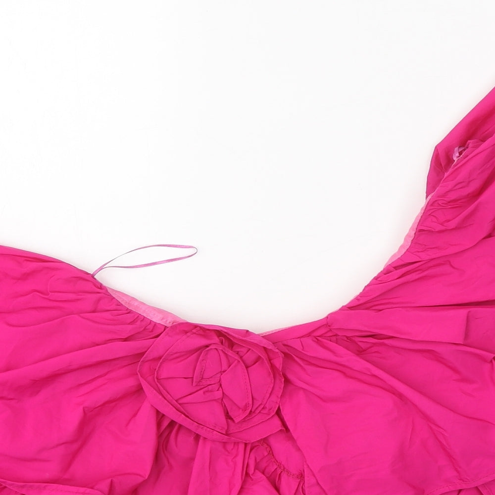 Zara Womens Pink Polyester Cropped Blouse Size L Off the Shoulder