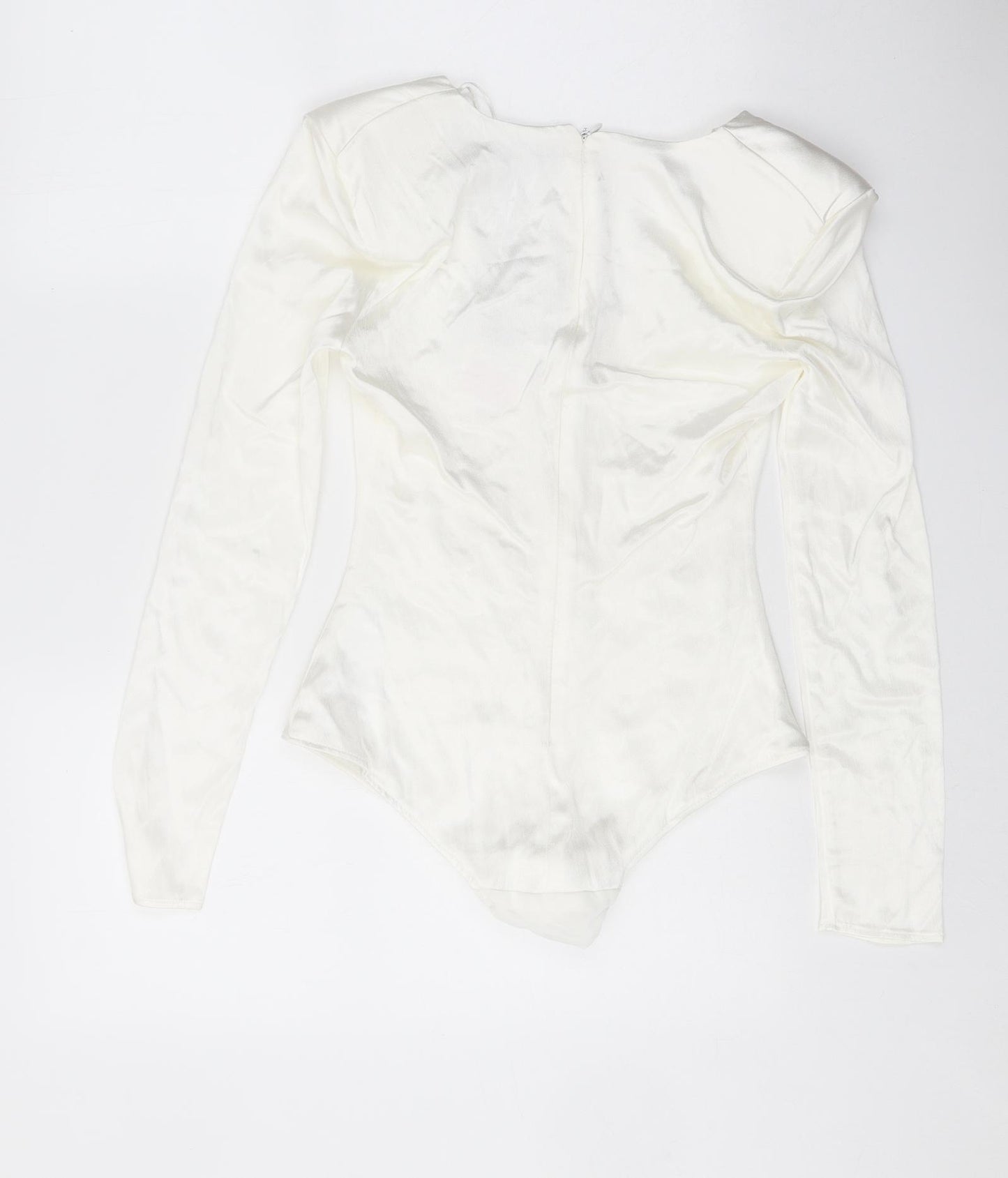 Zara Womens White Viscose Bodysuit One-Piece Size S Snap