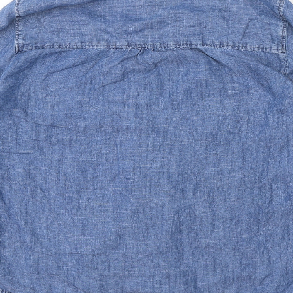Marks and Spencer Womens Blue Lyocell Basic Button-Up Size 16 Collared