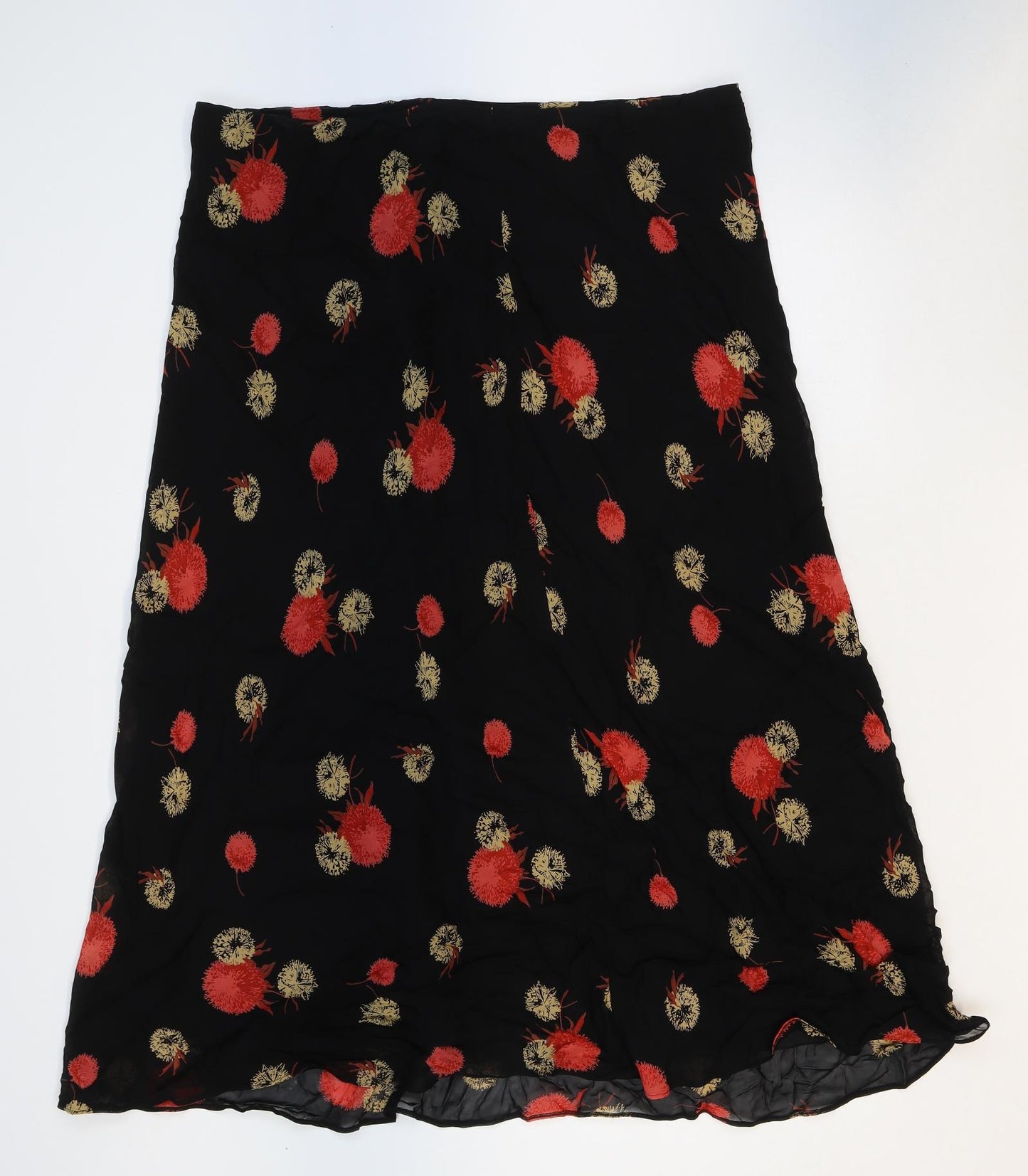 Marks and Spencer Womens Black Floral Polyester Swing Skirt Size 22