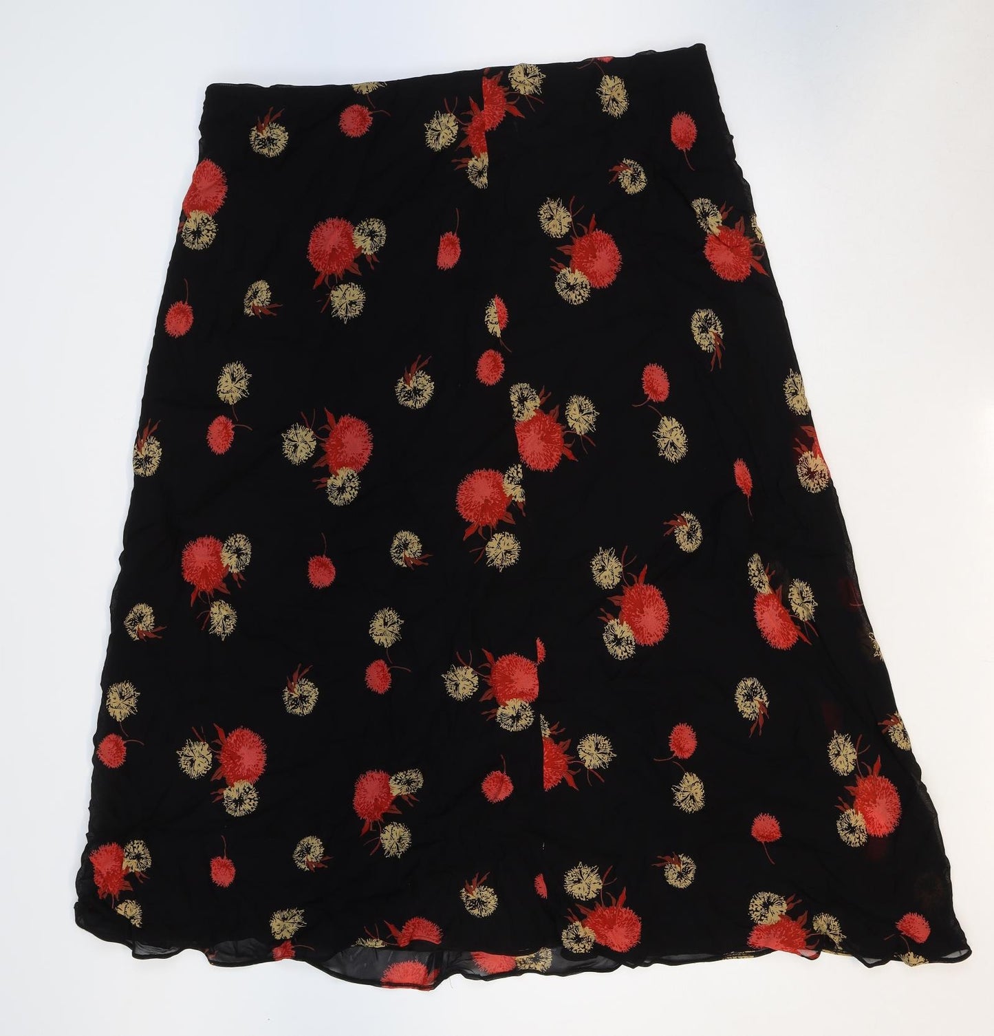 Marks and Spencer Womens Black Floral Polyester Swing Skirt Size 22