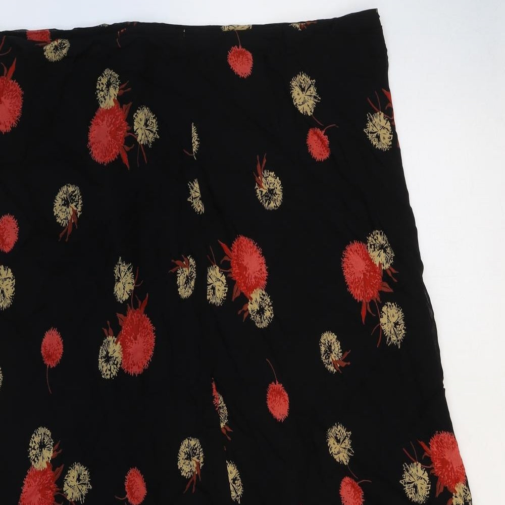 Marks and Spencer Womens Black Floral Polyester Swing Skirt Size 22