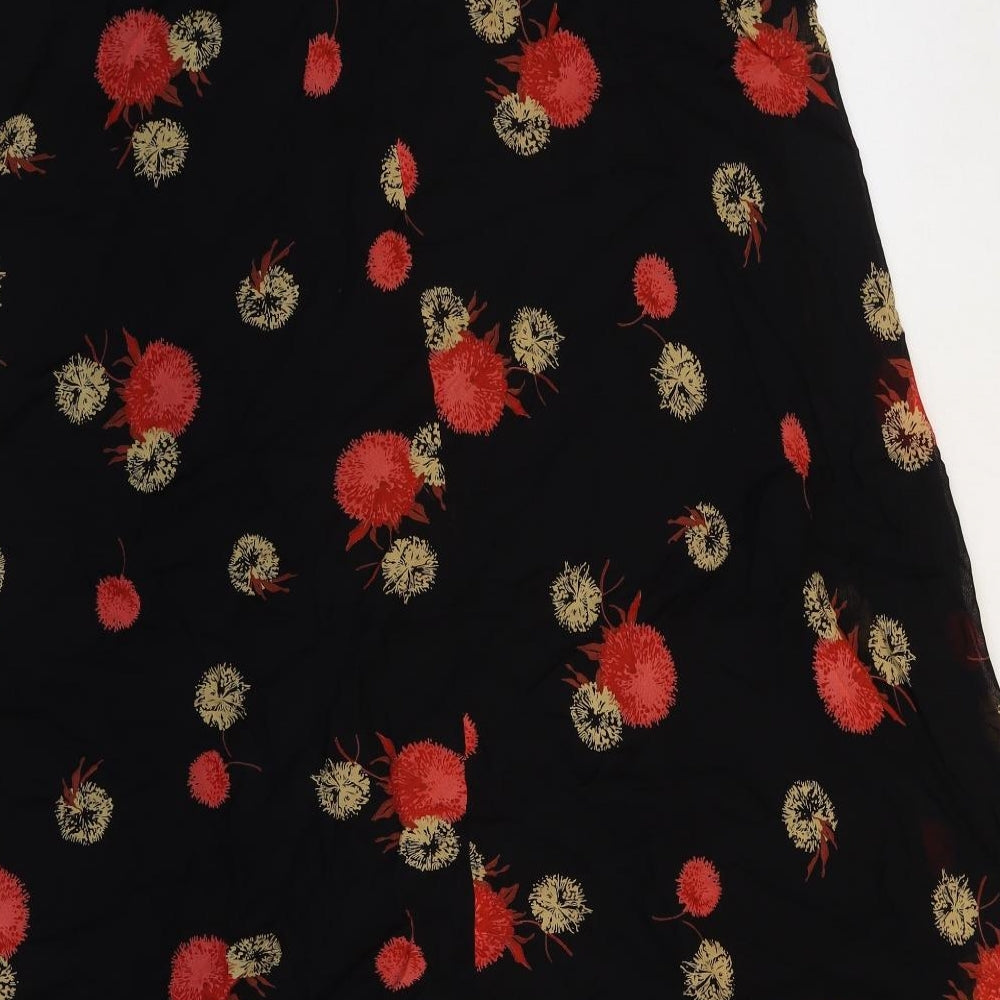 Marks and Spencer Womens Black Floral Polyester Swing Skirt Size 22