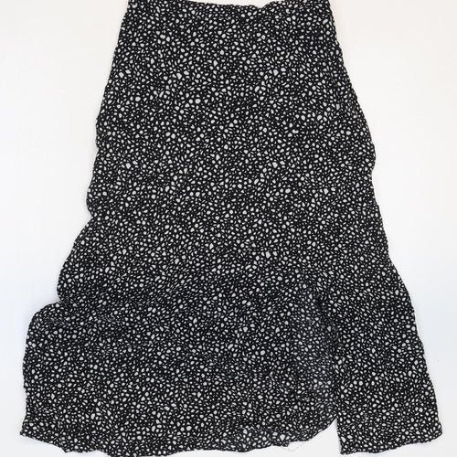 Ro&Zo Womens Black Geometric Viscose Peasant Skirt Size 6 Zip