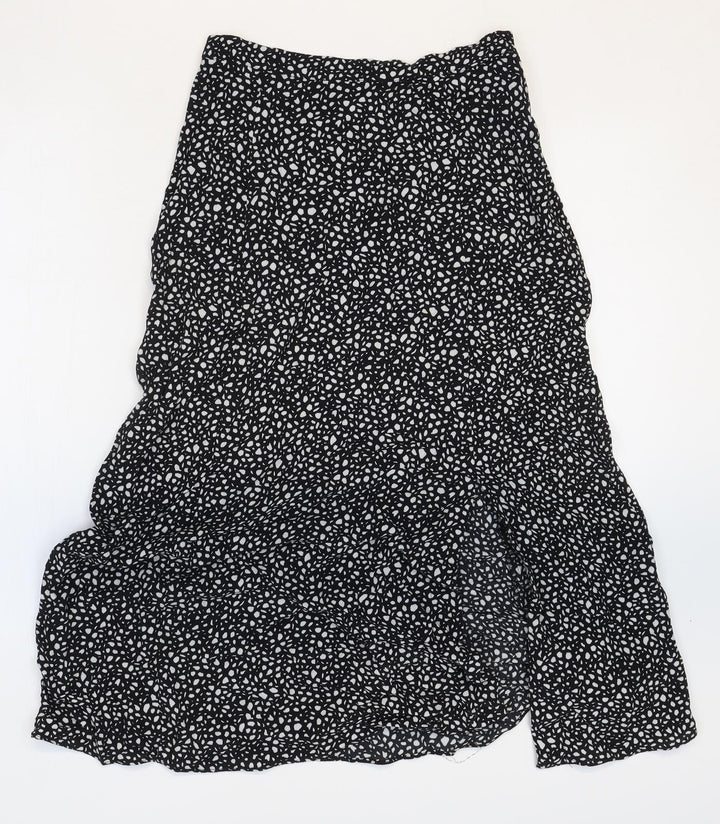 Ro&Zo Womens Black Geometric Viscose Peasant Skirt Size 6 Zip