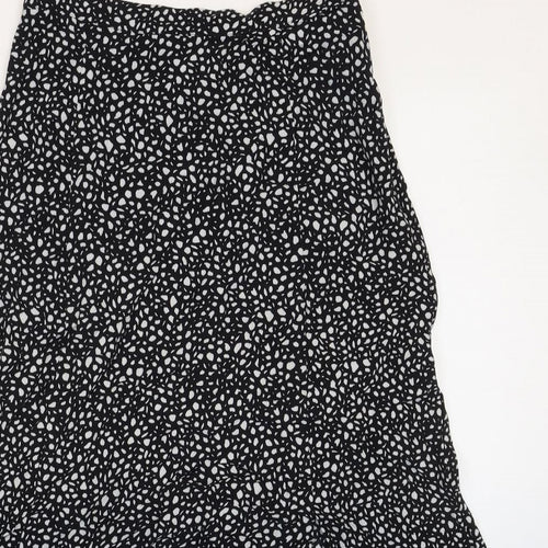 Ro&Zo Womens Black Geometric Viscose Peasant Skirt Size 6 Zip