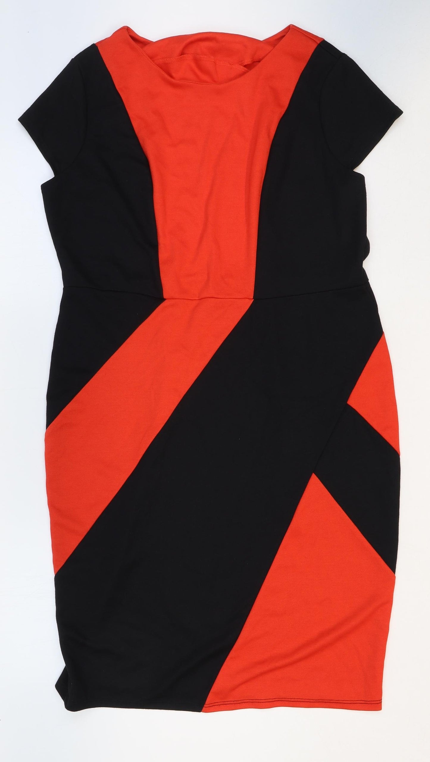 George Womens Multicoloured Colourblock Polyester A-Line Size 16 Round Neck