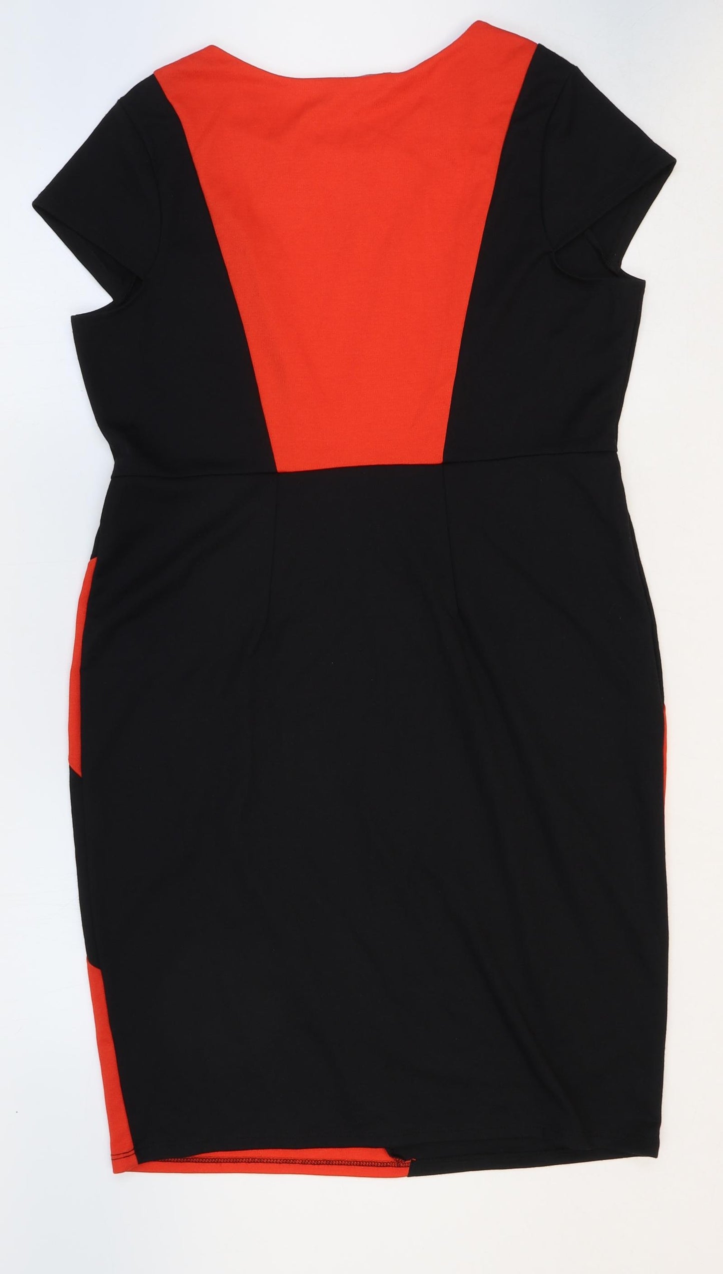 George Womens Multicoloured Colourblock Polyester A-Line Size 16 Round Neck