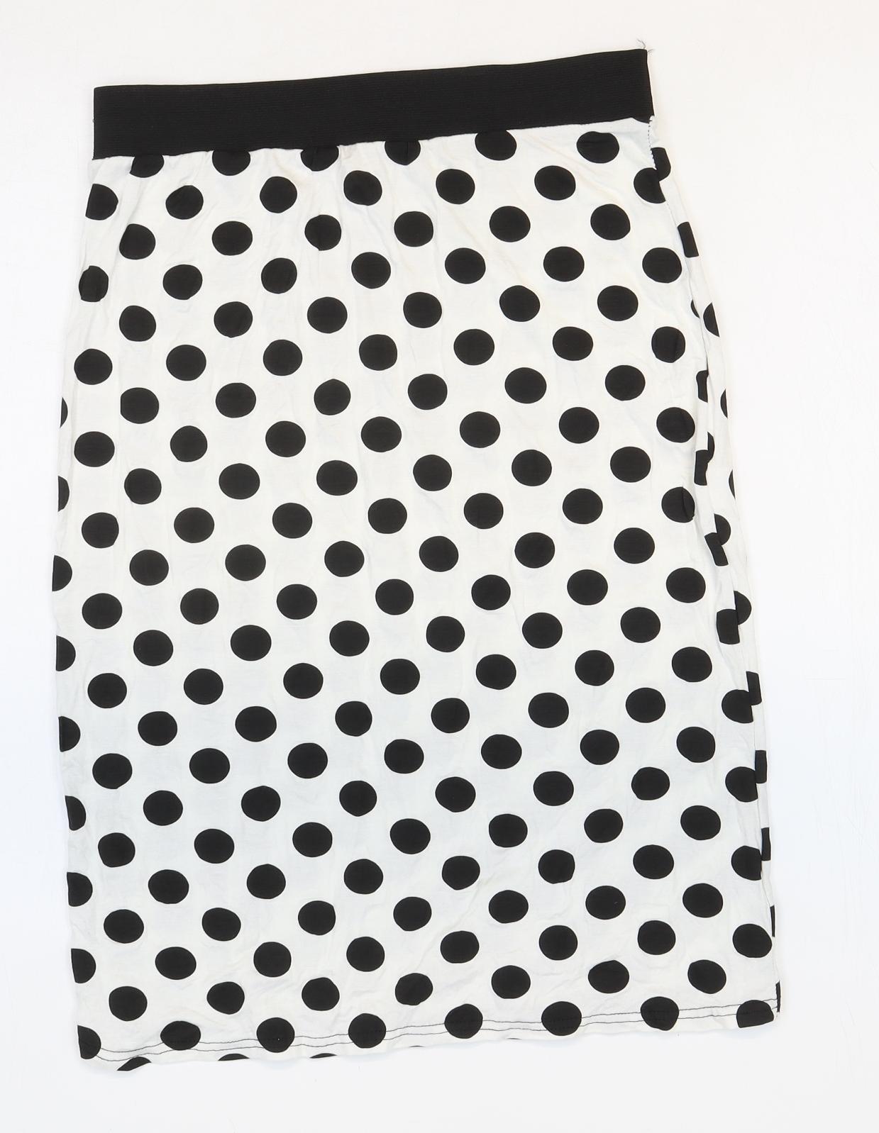 Preworn Womens Black Polka Dot Viscose Straight & Pencil Skirt Size XL - Size XL-XXL