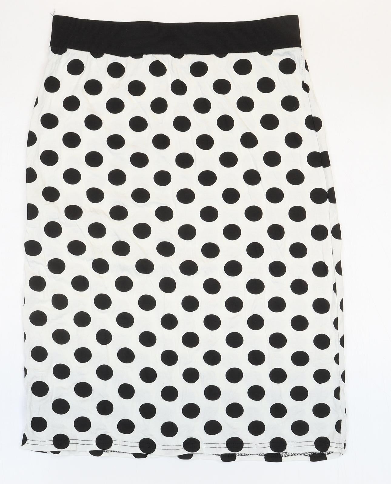 Preworn Womens Black Polka Dot Viscose Straight & Pencil Skirt Size XL - Size XL-XXL