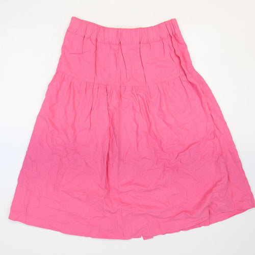 Marks and Spencer Womens Pink Flax Peasant Skirt Size 12 Button