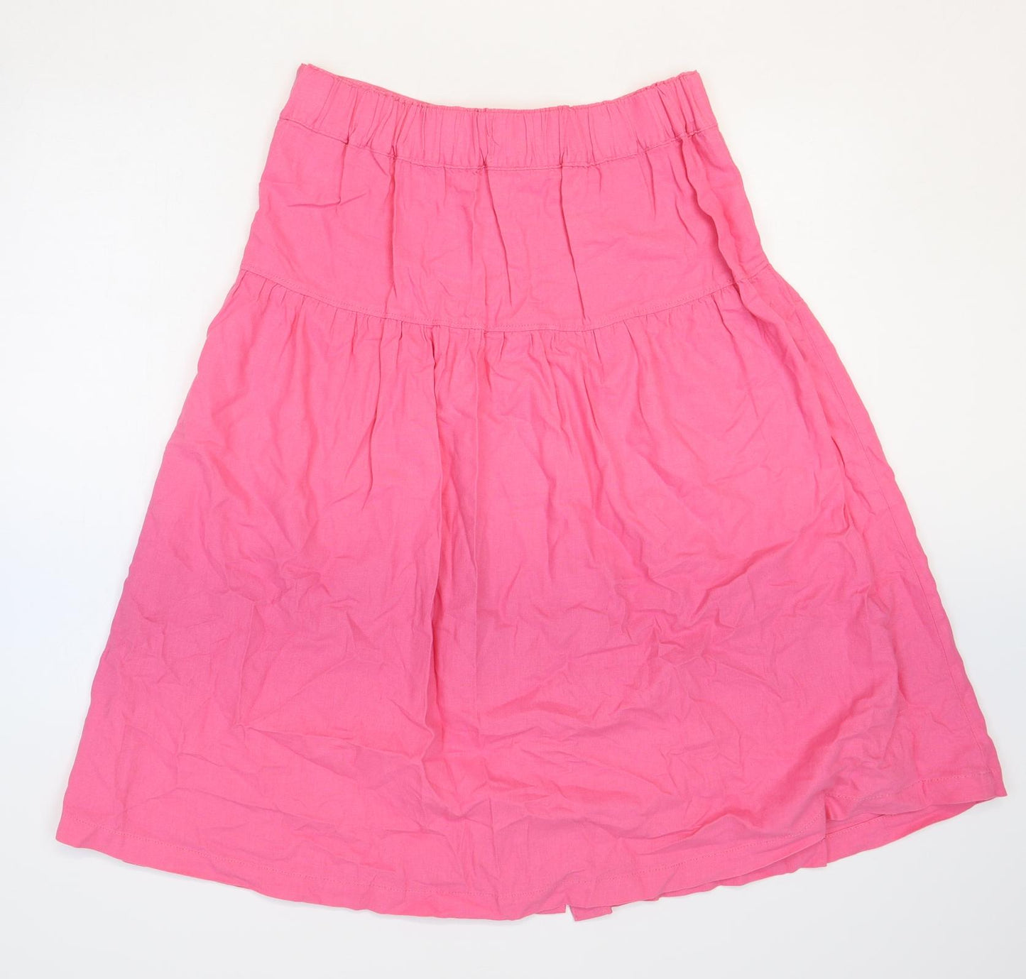 Marks and Spencer Womens Pink Flax Peasant Skirt Size 12 Button