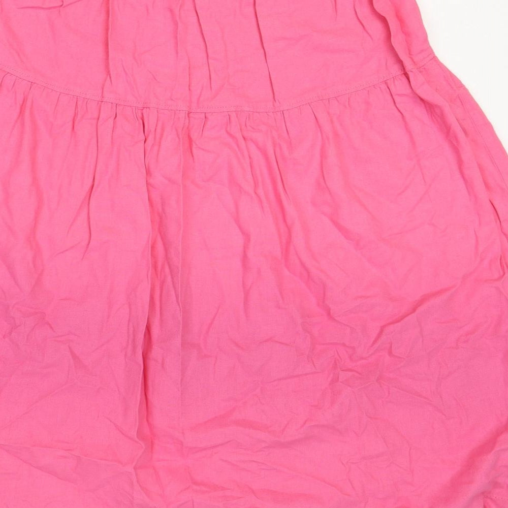 Marks and Spencer Womens Pink Flax Peasant Skirt Size 12 Button