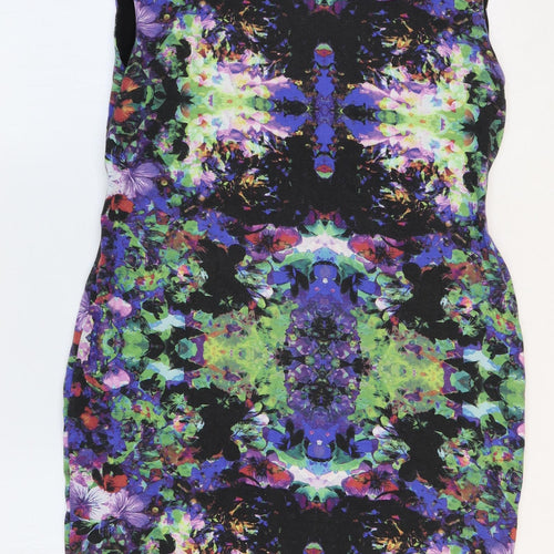 H&M Womens Multicoloured Geometric Cotton A-Line Size L Round Neck Pullover