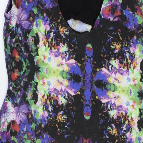 H&M Womens Multicoloured Geometric Cotton A-Line Size L Round Neck Pullover