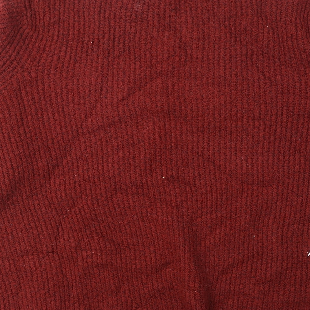 Marks and Spencer Mens Red Round Neck Acrylic Pullover Jumper Size L Long Sleeve