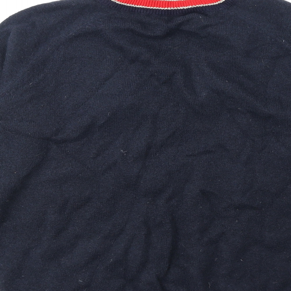 Grace & Mila Womens Blue V-Neck Acrylic Pullover Jumper Size S