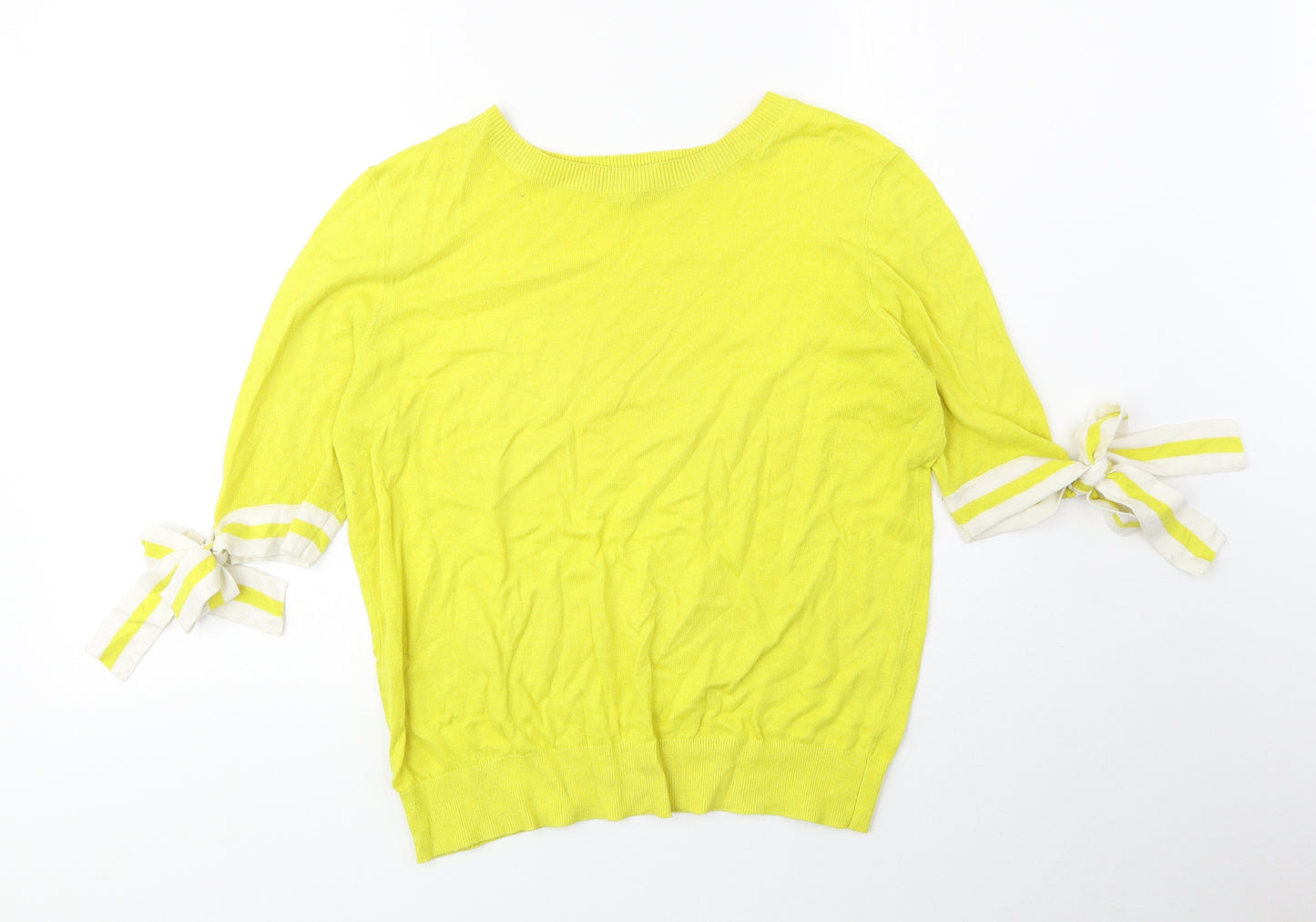 Mango Womens Yellow Round Neck Acrylic Pullover Jumper Size M