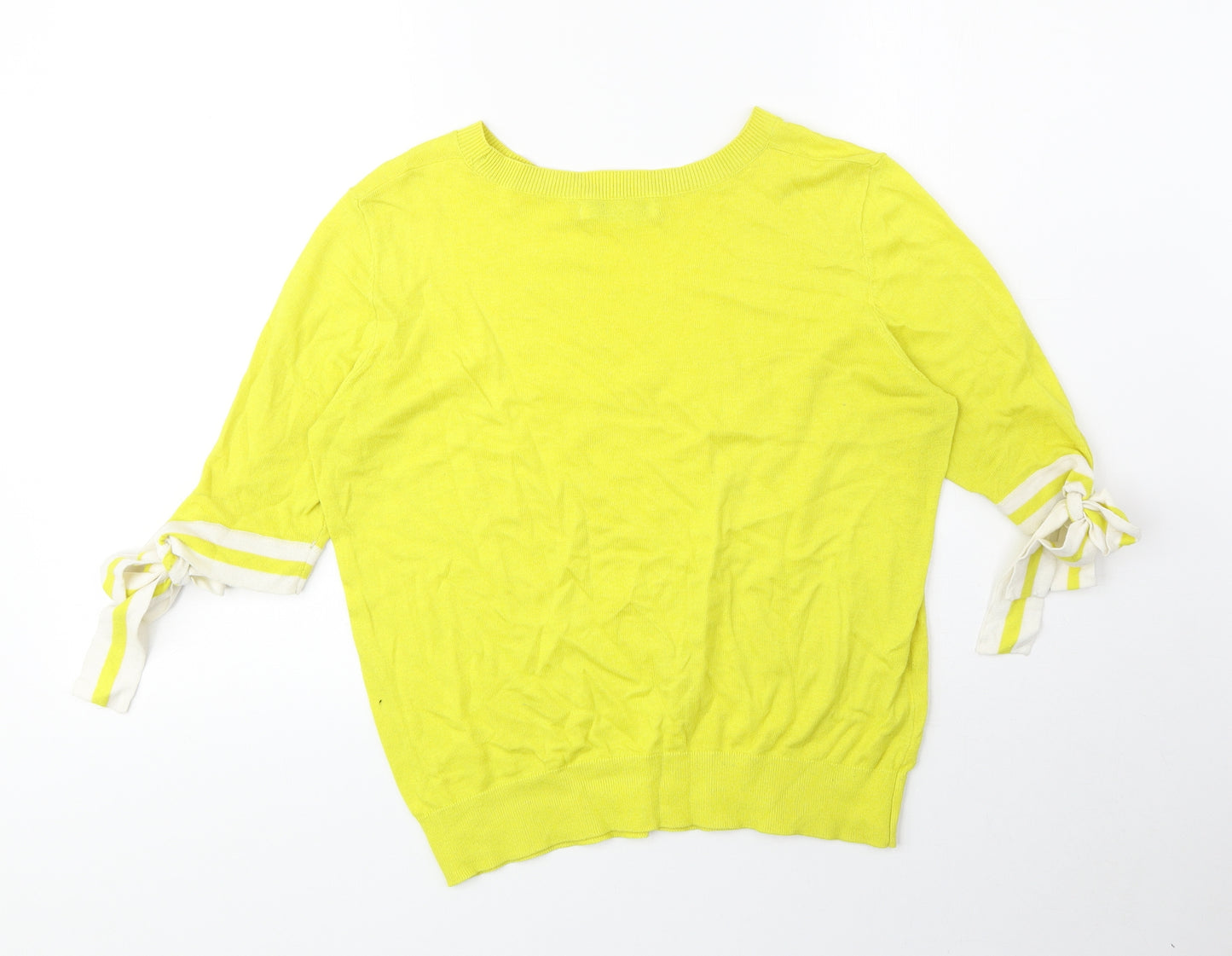Mango Womens Yellow Round Neck Acrylic Pullover Jumper Size M