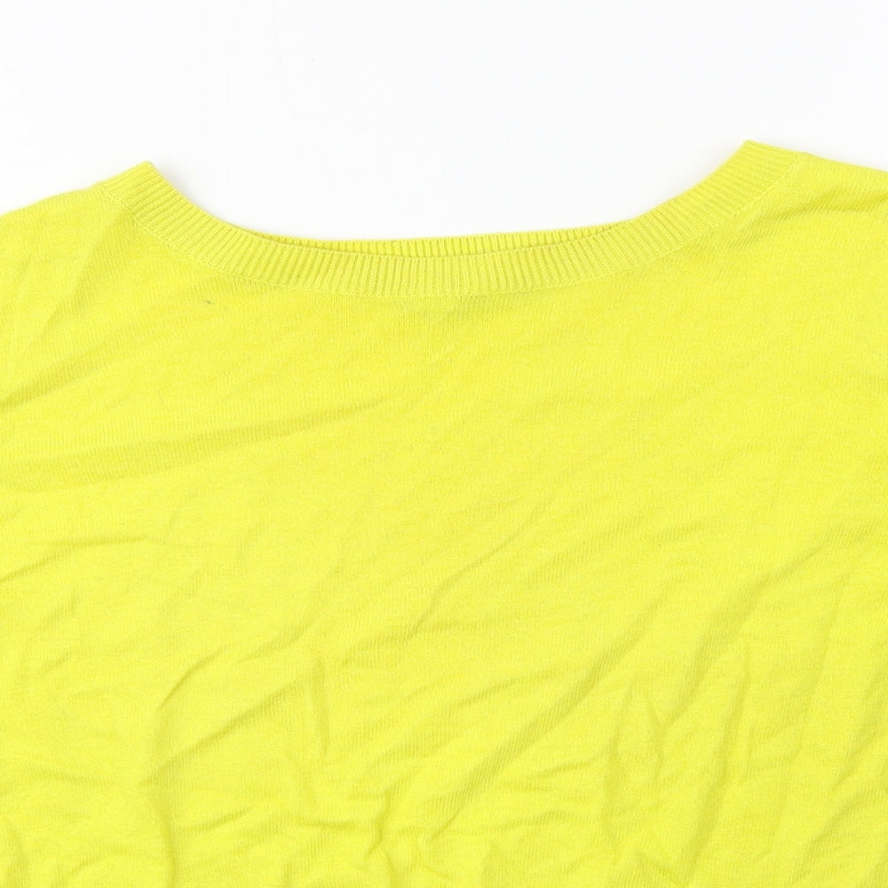 Mango Womens Yellow Round Neck Acrylic Pullover Jumper Size M