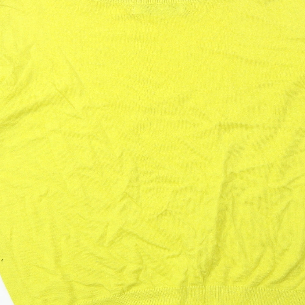 Mango Womens Yellow Round Neck Acrylic Pullover Jumper Size M