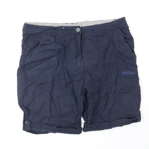 Regatta Womens Blue 100% Cotton Chino Shorts Size 16 Regular Zip