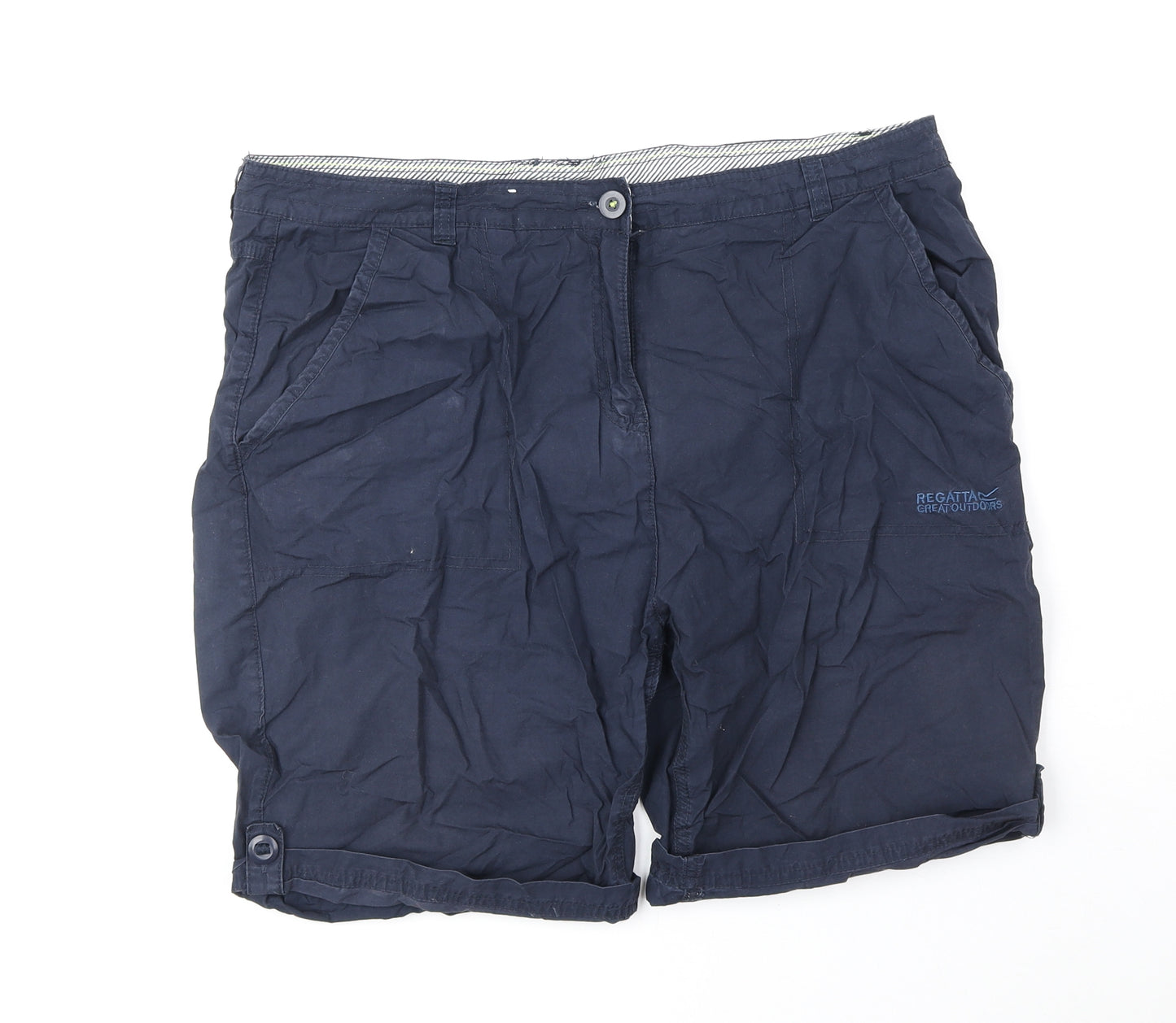 Regatta Womens Blue 100% Cotton Chino Shorts Size 16 Regular Zip