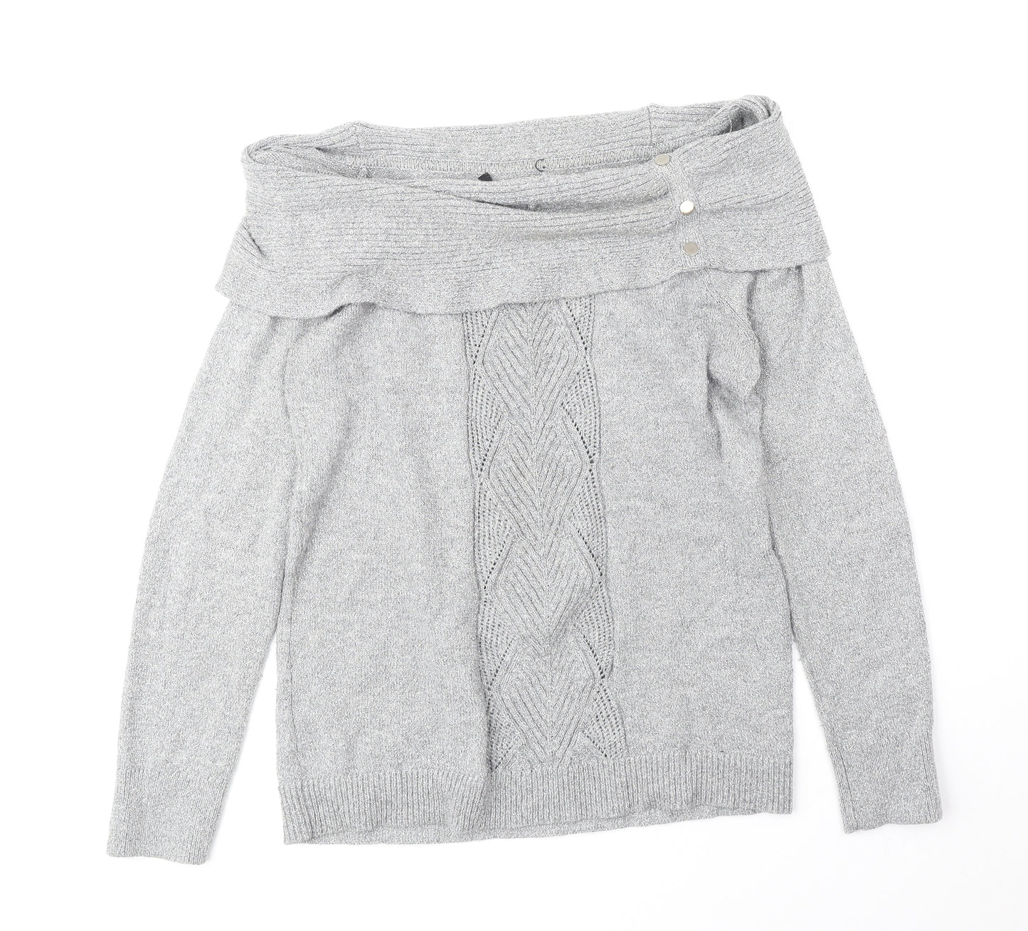 White House Womens Grey Boat Neck Acrylic Pullover Jumper Size L