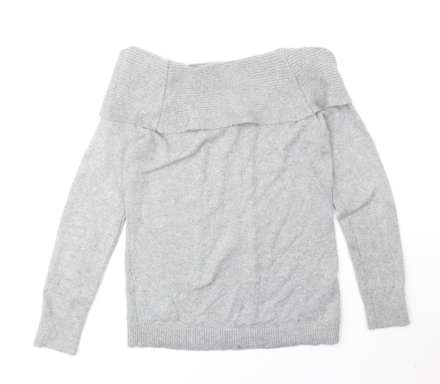 White House Womens Grey Boat Neck Acrylic Pullover Jumper Size L