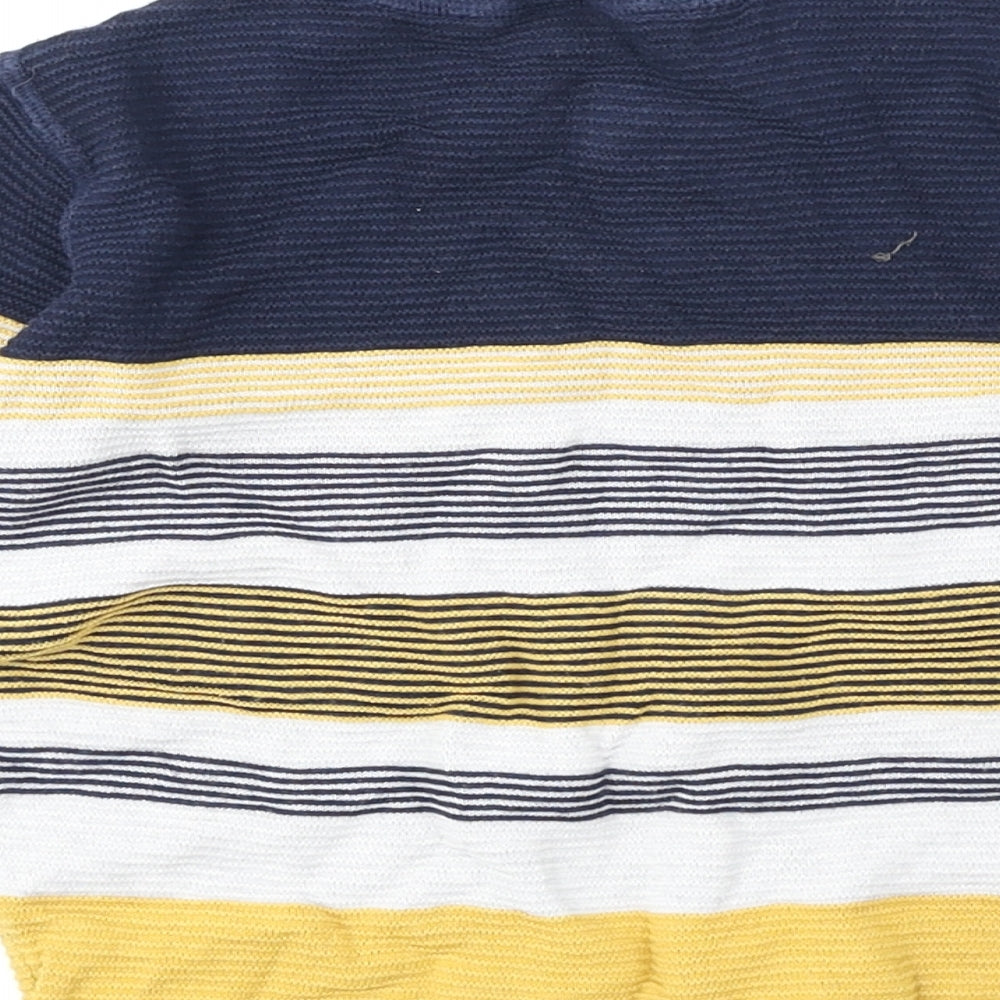 George Boys Yellow Round Neck Striped 100% Cotton Pullover Jumper Size 3-4 Years Pullover