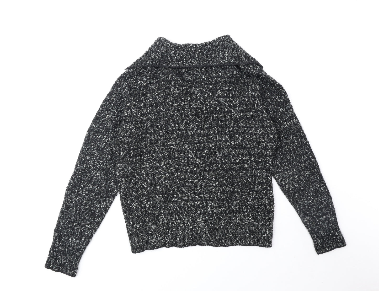 Golléhaug Womens Black V-Neck Polyester Cardigan Jumper Size 12