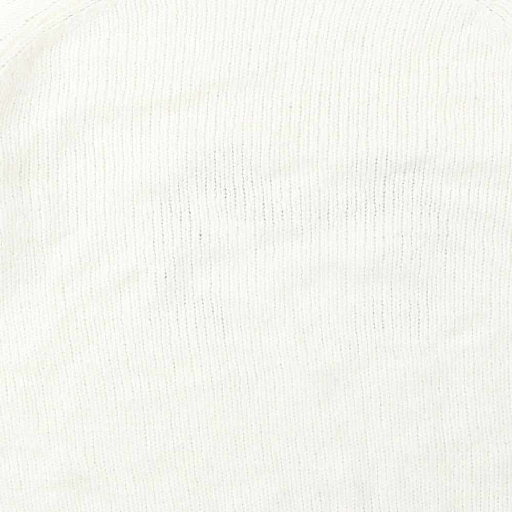 NEXT Womens Ivory Round Neck Acrylic Pullover Jumper Size 14 - Penguin Detail