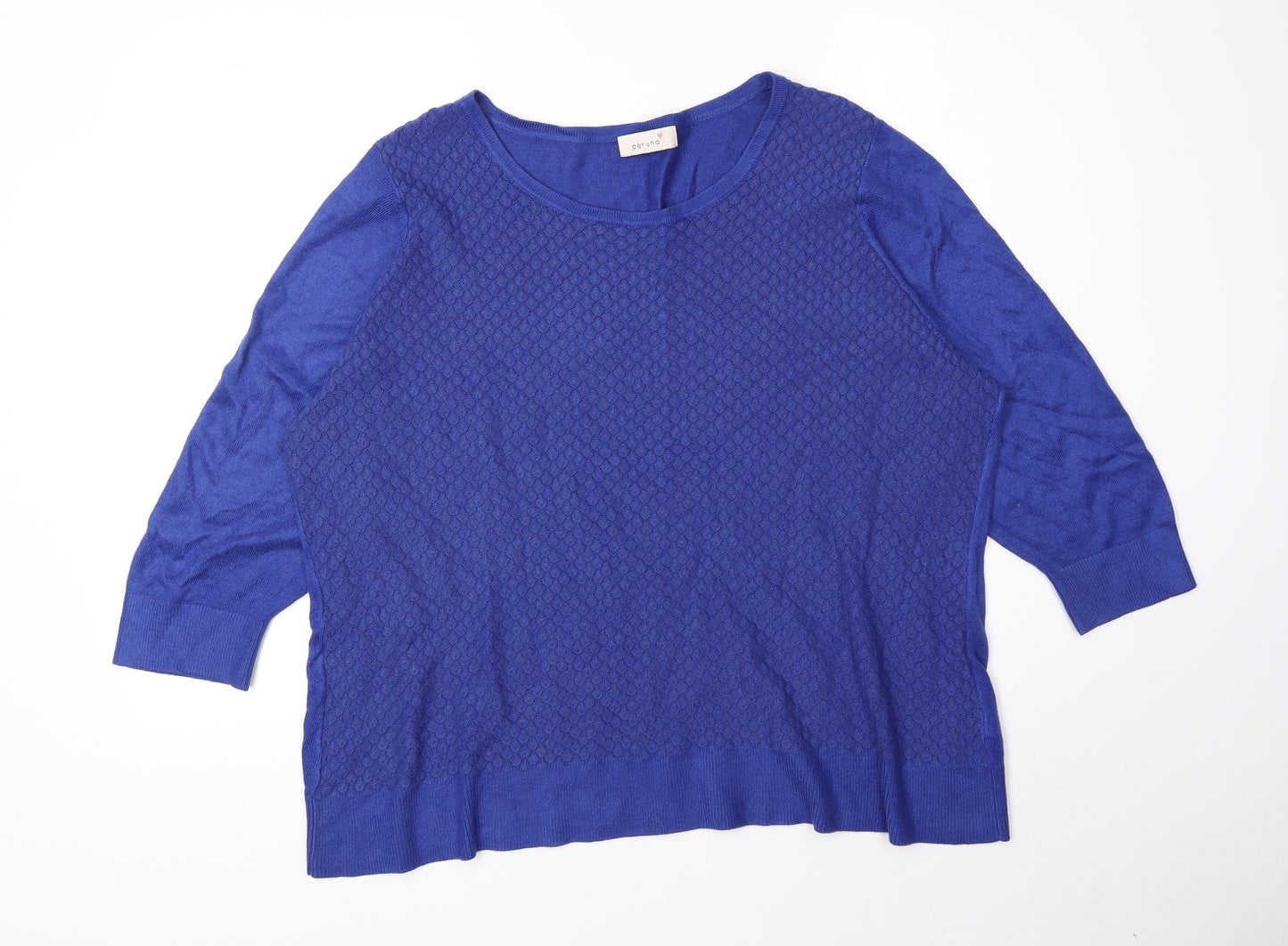Per Una Womens Blue Round Neck Acrylic Pullover Jumper Size 22