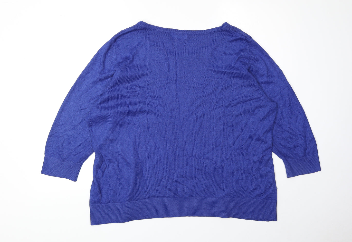 Per Una Womens Blue Round Neck Acrylic Pullover Jumper Size 22